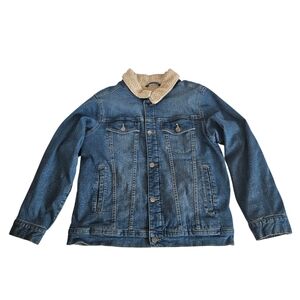 Boys Wonder Nation Sherpa-Lined Denim Jacket Button Up Youth Size XL (14-16)